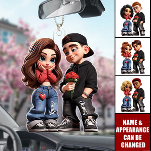 3D Y2k Style Couple - Customized Personalized Acrylics Car Ornament - Valentine's Day Gift For Couples, Lovers