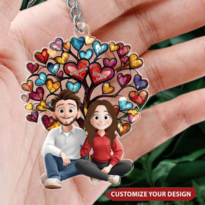 Couple Sitting Together - Personalized Acrylic Keychain