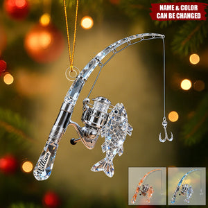 Personalized Fishing Rod Ornament, Gift for Fishing Lover