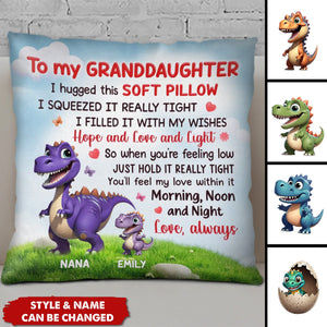 To My Granddaughter Grandson From Grandmasaurus Personalized Pillow