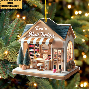 Custom Name Nail Salon Ornament, Nail Salon Christmas Decoration