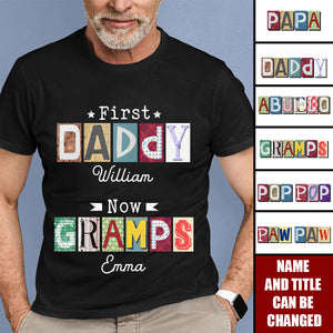 Personalized First Dad Now Grandpa T-Shirt
