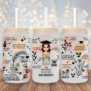 Class Of 2024 Doll Graduation Daily Reminders Personalized Glass Tumbler