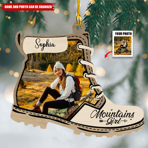 Personalized The Mountains Are Calling Customizable Wood Ornament For Christmas And Hiking Lovers