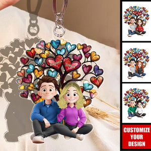 Couple Sitting Together - Personalized Acrylic Keychain