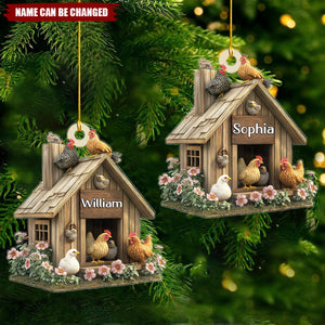 Personalized Chicken Coop Ornament - Xmas Gift For Chicken Lovers, Farmers