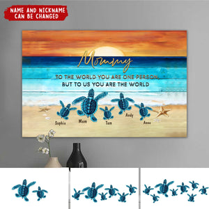 Custom Beach Sea Turtles Canvas - Personalized Gift For Mom