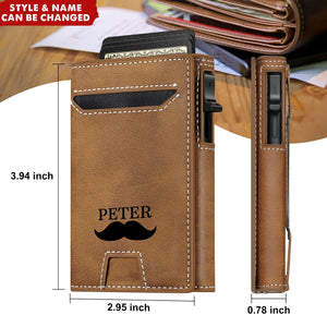 Personalized Smart Pop-Up Card Holder With RFID Blocking Slim Leather Wallet