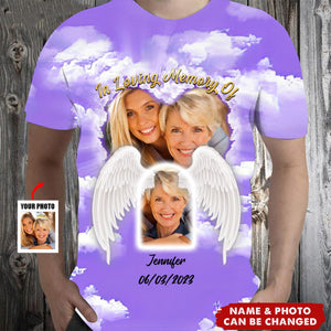 Heaven Gained Another Angel Personalized Photo 3D All Over Print Shirt Memorial Gift