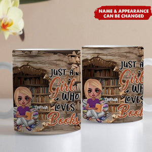 Custom Personalized Reading Girl Coffee Mug - Gift Idea For Book Lover - Just A Girl Who Loves Books