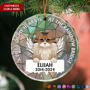 In Loving Memory Memorial Dog Cat Stained Glass - Personalized Circle Glass Ornament