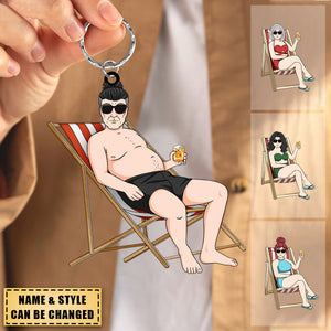 Summer Beach Chairs For Swimwear Men Or Women - Personalized Keychain