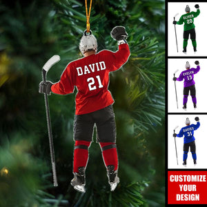 Ice Hockey Keepsake - Personalized Acrylic Christmas Ornament, Gift For Hockey Player