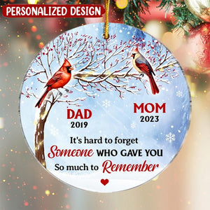 Memorial Cardinal It's Hard To Forget Circle Ornament