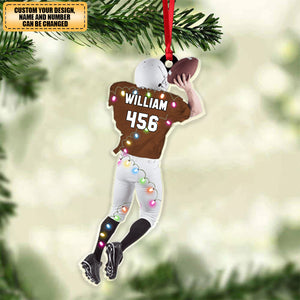 Back American Football Player - Personalized Christmas Ornament- Gift For Football Players
