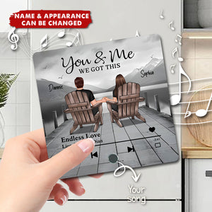 Eternal Love Couple Sitting On The Lake Dock Personalized Music Fridge Magnet