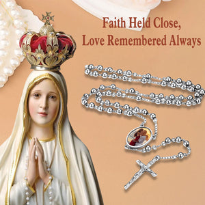 Personalized Cross Rosary Necklace Custom Photo Crucifix Pendant