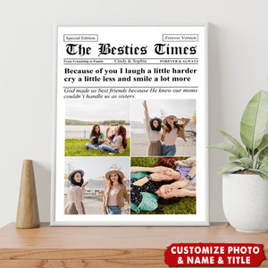 Newspaper The BFF Times - Upload Best Friend, Bestie Photo - Personalized Photo Poster