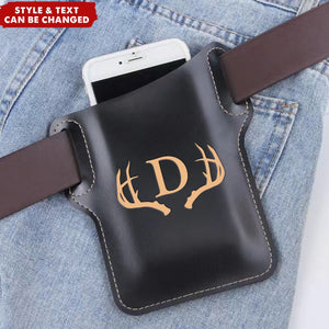 Personalized Men Leather Loop Pack Bag Pouch Case Cellphone Belt Waist Bag