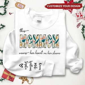 Custom Grandma Nana Nickname with Grandkids Name on Sleeve Personalized Sweatshirt
