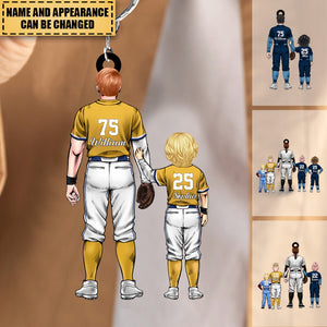 Transparent Keychain - Personalized Dad & Kids Baseball Player