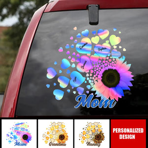 Grandma Mom Kids Sunflower - Gift For Mother, Grandmother - Personalized Decal