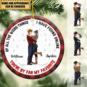 Personalized Couple Cowboy And Cowgirl Ceramic Ornament