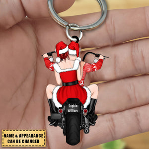 Personalized Acrylic Keychain, Christmas Motorcycle Couple, Christmas Gift For Motorcycle Lovers