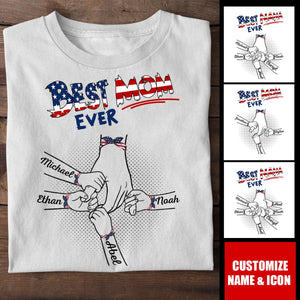 Best Grandma Ever Hand With Bow Personalized T-shirt