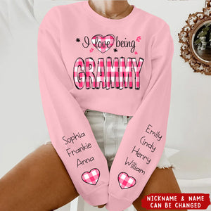 I love being Grandma Buffalo Plaid And Grandkids Personalized Sweatshirt
