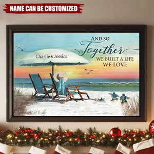 Beach Couple Personalized Canvas, Housewarming, Valentine’s Day Gift