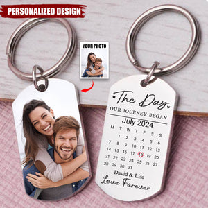 Custom Photo Celebrating The Day Our Journey Began - Couple Personalized Keychain - Gift For Couple