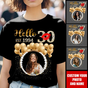 Custom Photo T-Shirt, Hello It's My Birthday Diamond Ideas T-Shirt