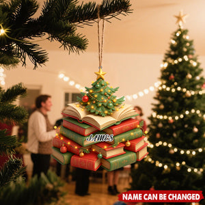 Custom Bookish Book Tree Christmas Ornament For Book Lovers, Bibliophiles