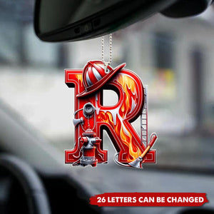 Custom Alphabet Letter Firefighter Gifts Car Ornament