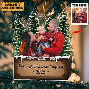 In 2024 We became a Family of Three - Custom Photo Acrylic Ornament