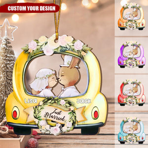 Just Married Personalized Christmas Ornaments, Weeding Gifts, Gift For Couple