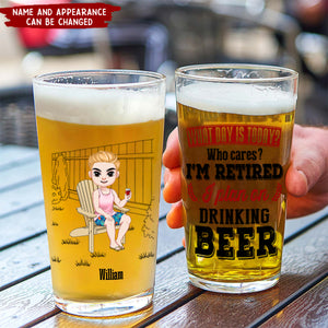 Personalized Gifts For Retired Beer Glass I'm Retired, I Plan On Drinking Beer