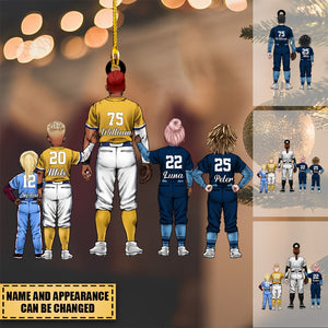 Transparent Christmas Ornament - Personalized Dad & Kids - Baseball