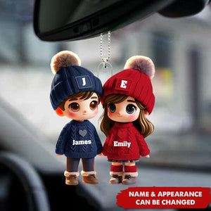 Personalized Gift For Couple Cute Cartoon Couple Walking Acrylic Ornament