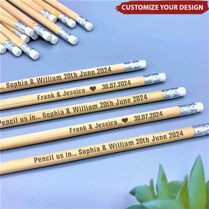 Personalized Pencils - Customized Set Of Pencils For Wedding Stationery