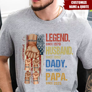 From Legend To Papa - Family Personalized T-shirt, Gift For Dad, Grandpa