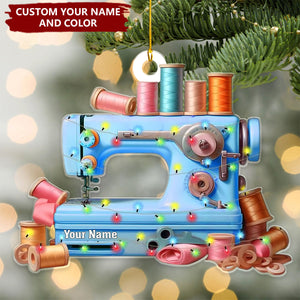 Personalized Sewing Christmas Ornament, Custom Name Sewing Acrylic Ornament, Sewing Machine Ornament Gifts For Sewing Lover