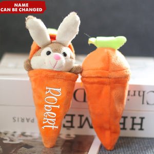 Personalized Stuffed Reversible Easter Carrot Bunny Rabbit Keychain