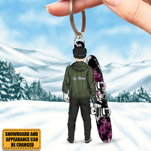 Personalized Gifts Snowboarding Keychain For Man, Snowboarding Lovers