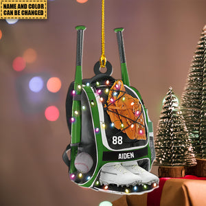 Personalized Baseball Bag Ornament, Baseball Player Gear Ornament