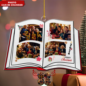 Book Shaped Christmas - Personalized Family Photo Acrylic Ornament