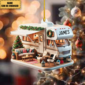 Personalized Travel Trailer Camping Christmas Acrylic Ornament, Gift For Camper