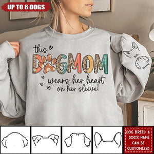 This Dog Mom Wears Her Heart On Her Sleeve Personalized Sweatshirt