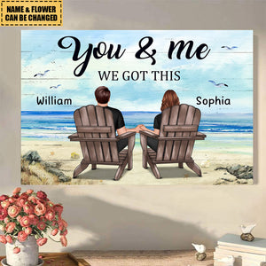 Couple Beach Landscape Retro Vintage Personalized Poster, Anniversary Gift For Couple